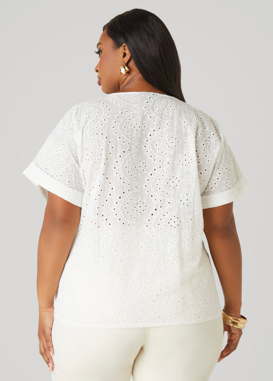 Embroidered Eyelet Top