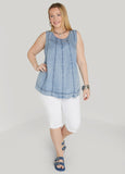 Seamed Chambray Top