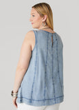 Seamed Chambray Top