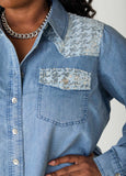 Sequined Patchwork Denim Shirt