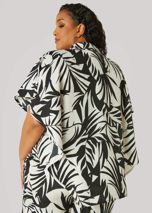 Layered Leaf Print Shirt