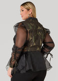 Camo Print Paneled Organza Shirt