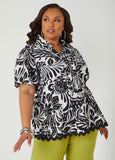 Plus Size Floral Print Peplum Blouse