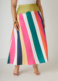 Plus Size Striped Scuba Maxi Skirt