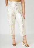 Plus Size Metallic Tropical Print Capris