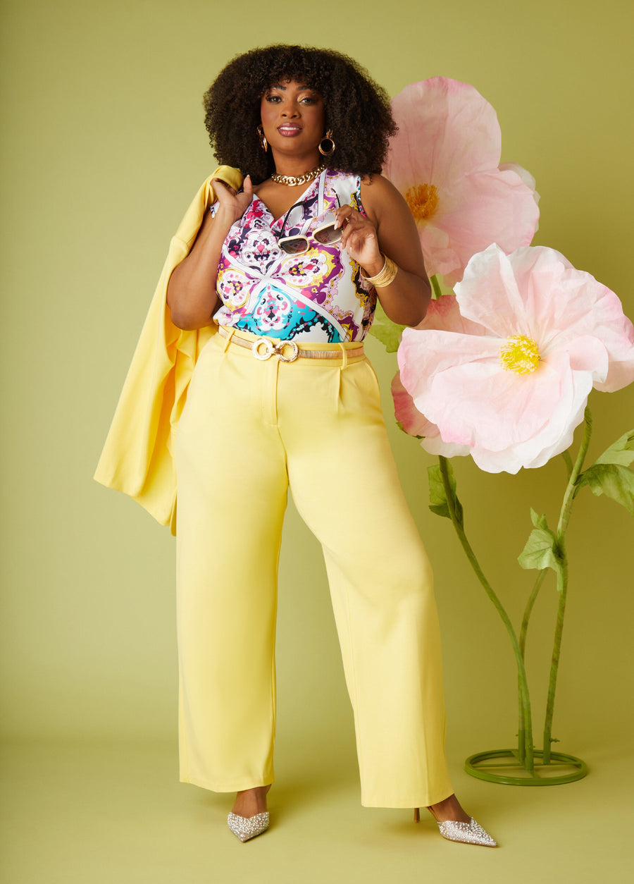 Plus Size Ponte High Rise Trousers
