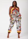 Plus Size Printed Cotton High Rise Joggers