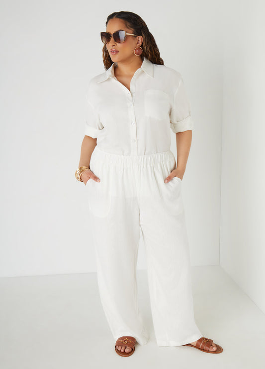 High Rise Linen Blend Pants