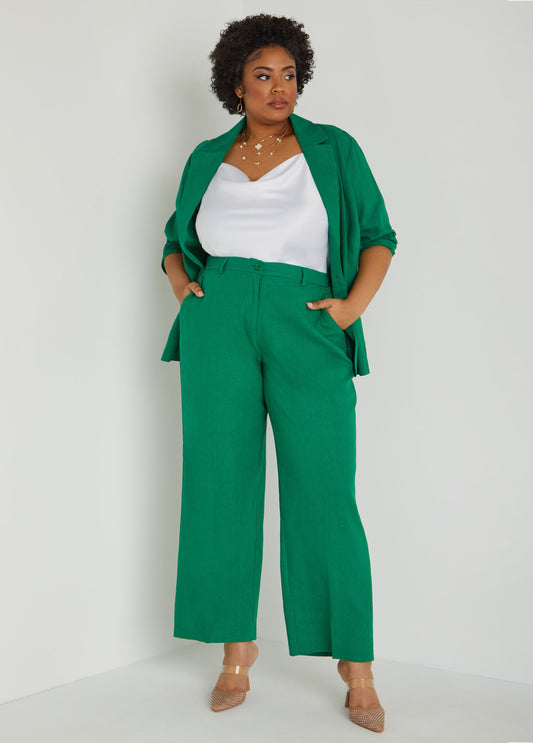 Plus Size linen trousers trendy plus size pants matching suit set