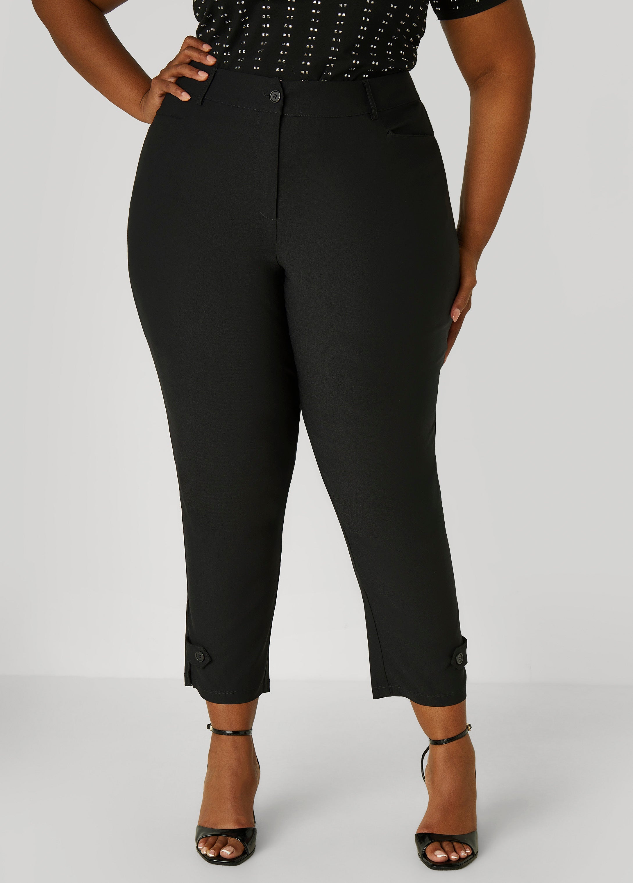 Plus Size Millennium Tab Detail Ankle Pants