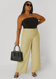 Patch Pocket Slub Wide Leg Pants
