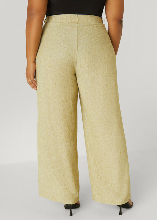 Patch Pocket Slub Wide Leg Pants