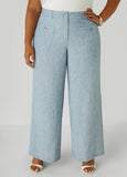 Patch Pocket Slub Wide Leg Pants
