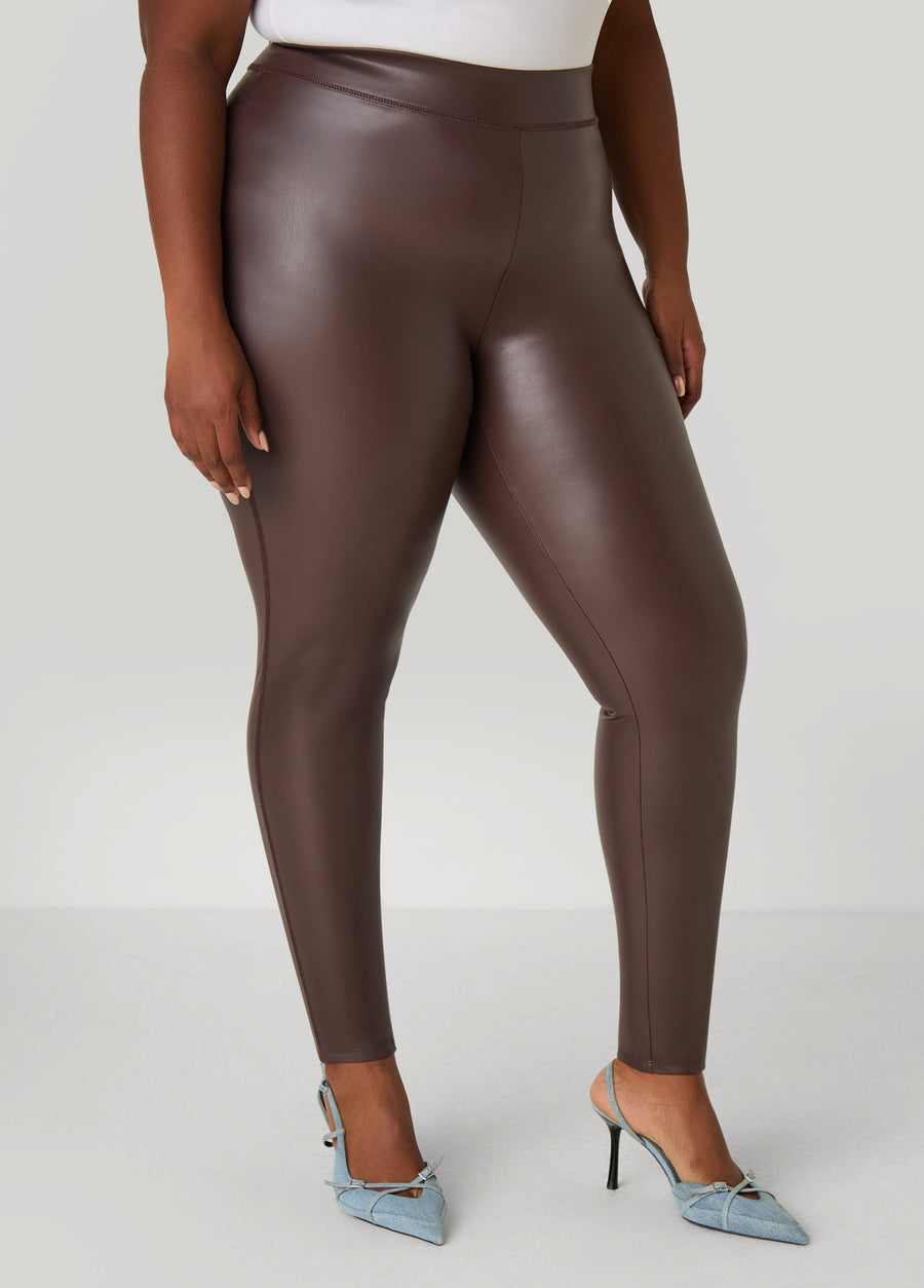 Plus Size Faux Leather Leggings High Waist Stylish Stretchy Leather Pants