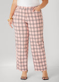 Plus Size Plaid High Rise Trousers