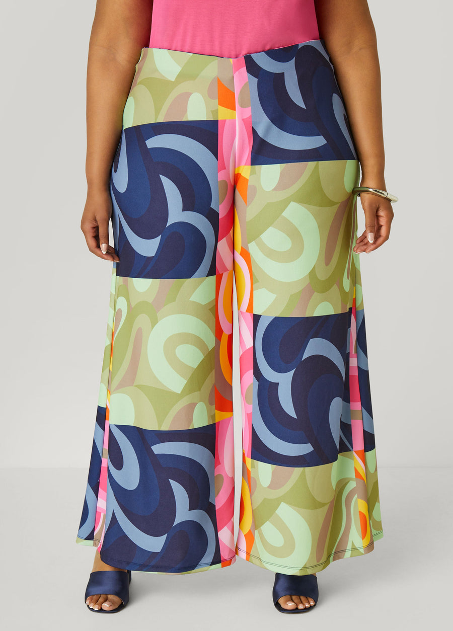 Plus Size Printed Crepe Palazzo Pants