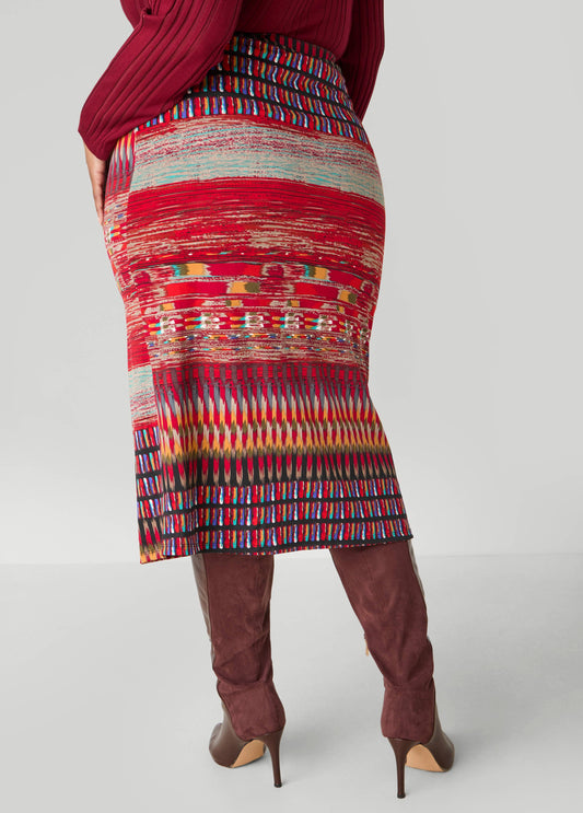 Abstract Print Pencil Skirt