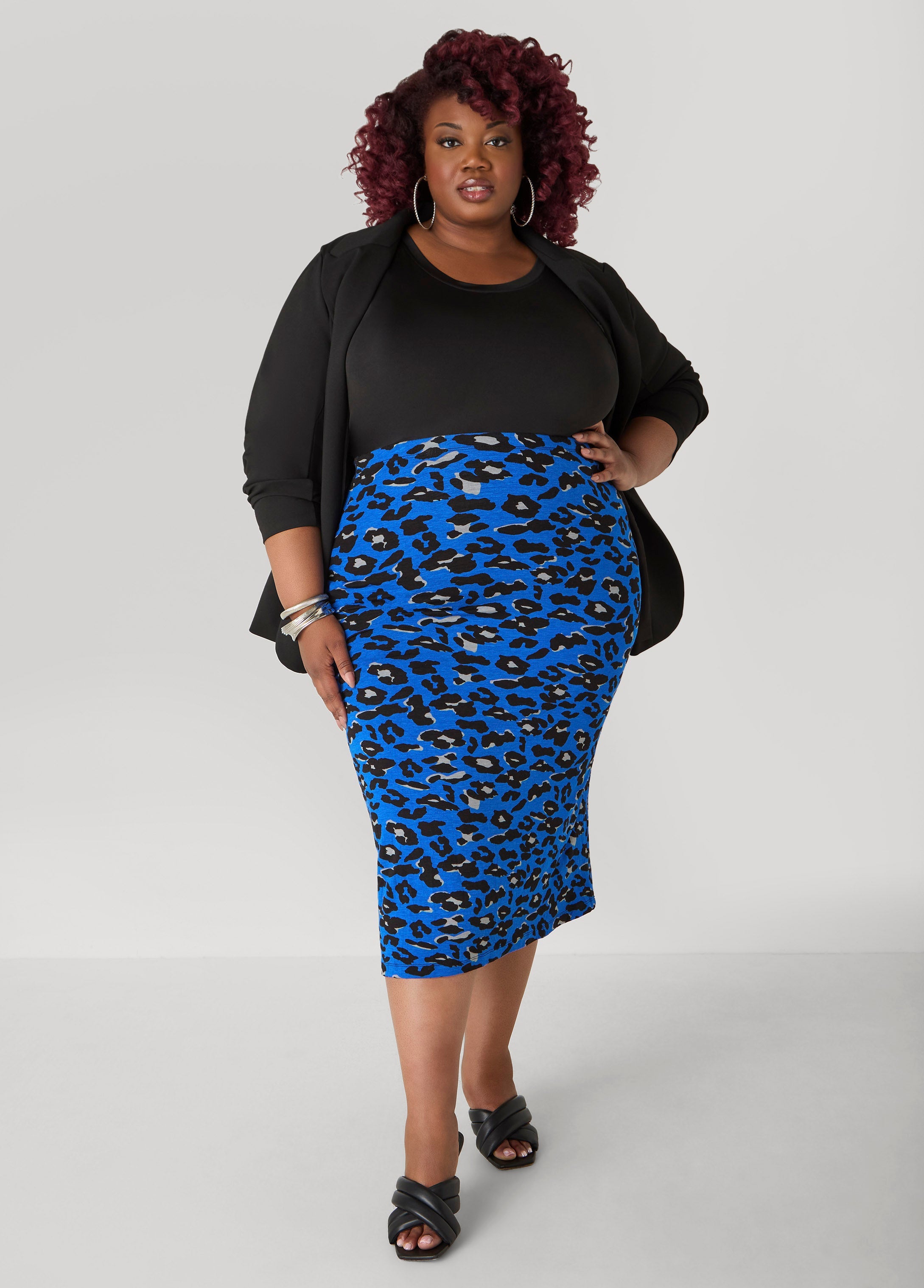 Plus Size Pencil Skirt Plus Size Leopard Print Skirt Plus Size Jersey Skirt