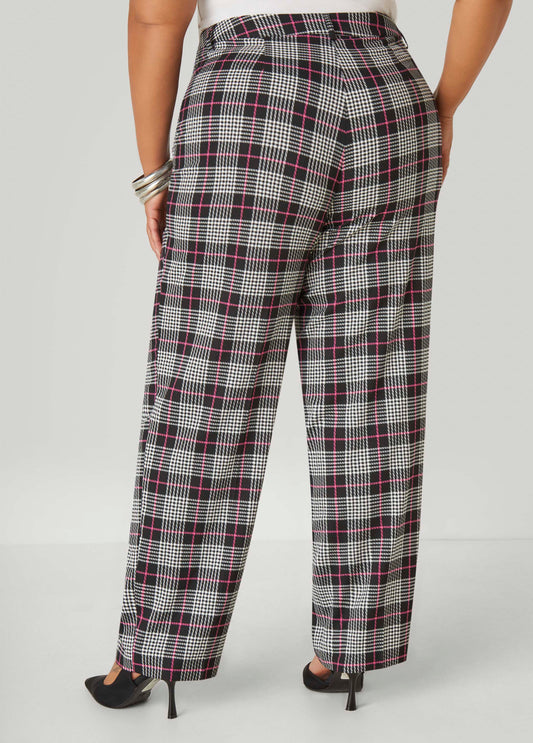 Plaid Straight Leg Trousers