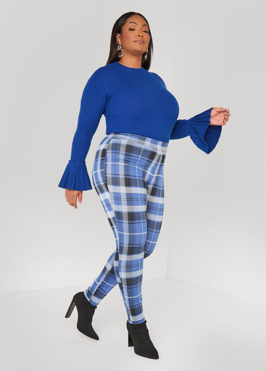 Mid Rise Plaid Leggings