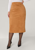 Plus Size Faux Suede Midi Skirt