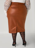 Faux Leather Midi Pencil Skirt
