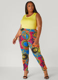 Plus Size Status Print Leggings