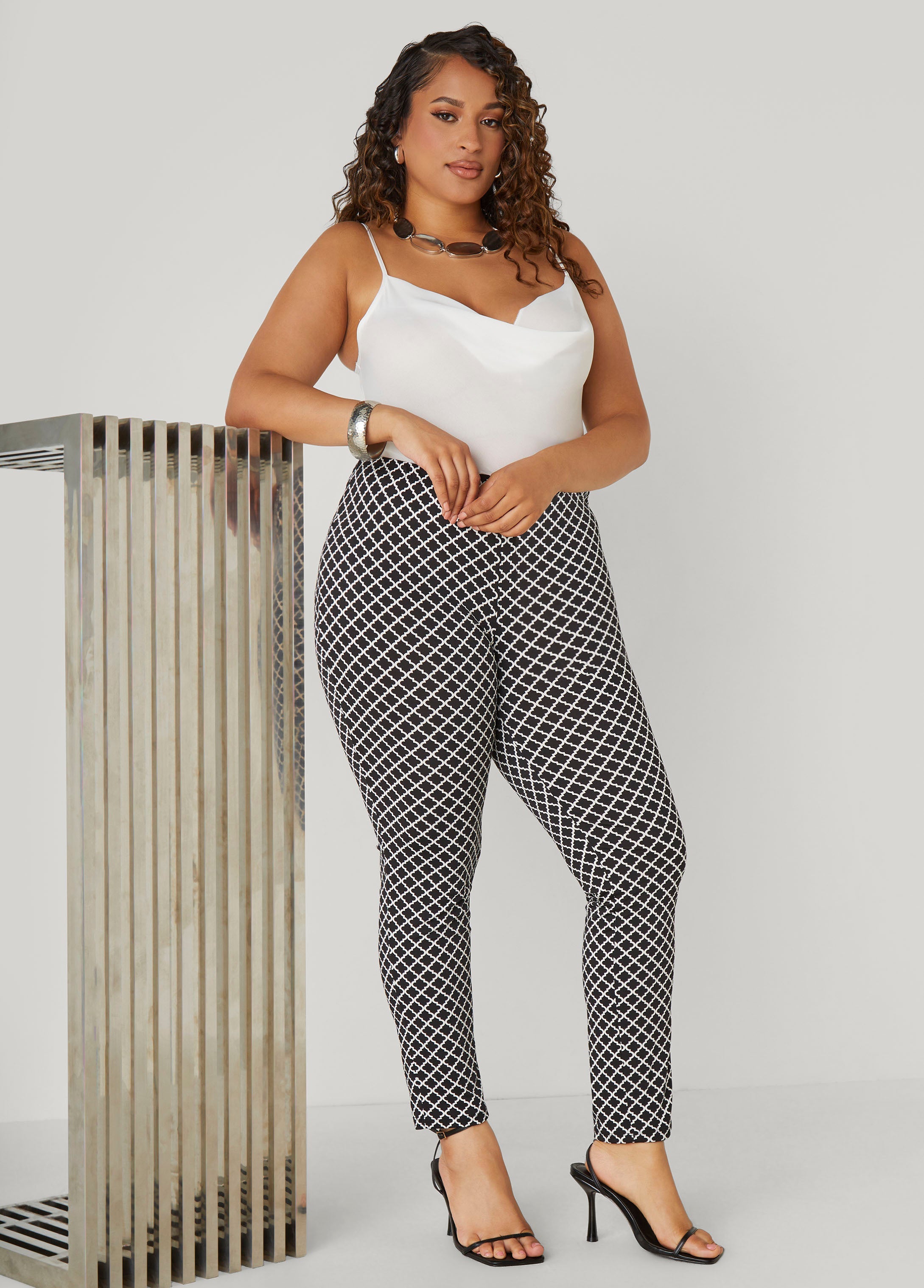 Plus Size Printed High Rise Leggings