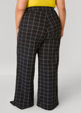 Windowpane Print Wide Leg Pants