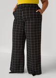 Plus Size Windowpane Print Wide Leg Pants
