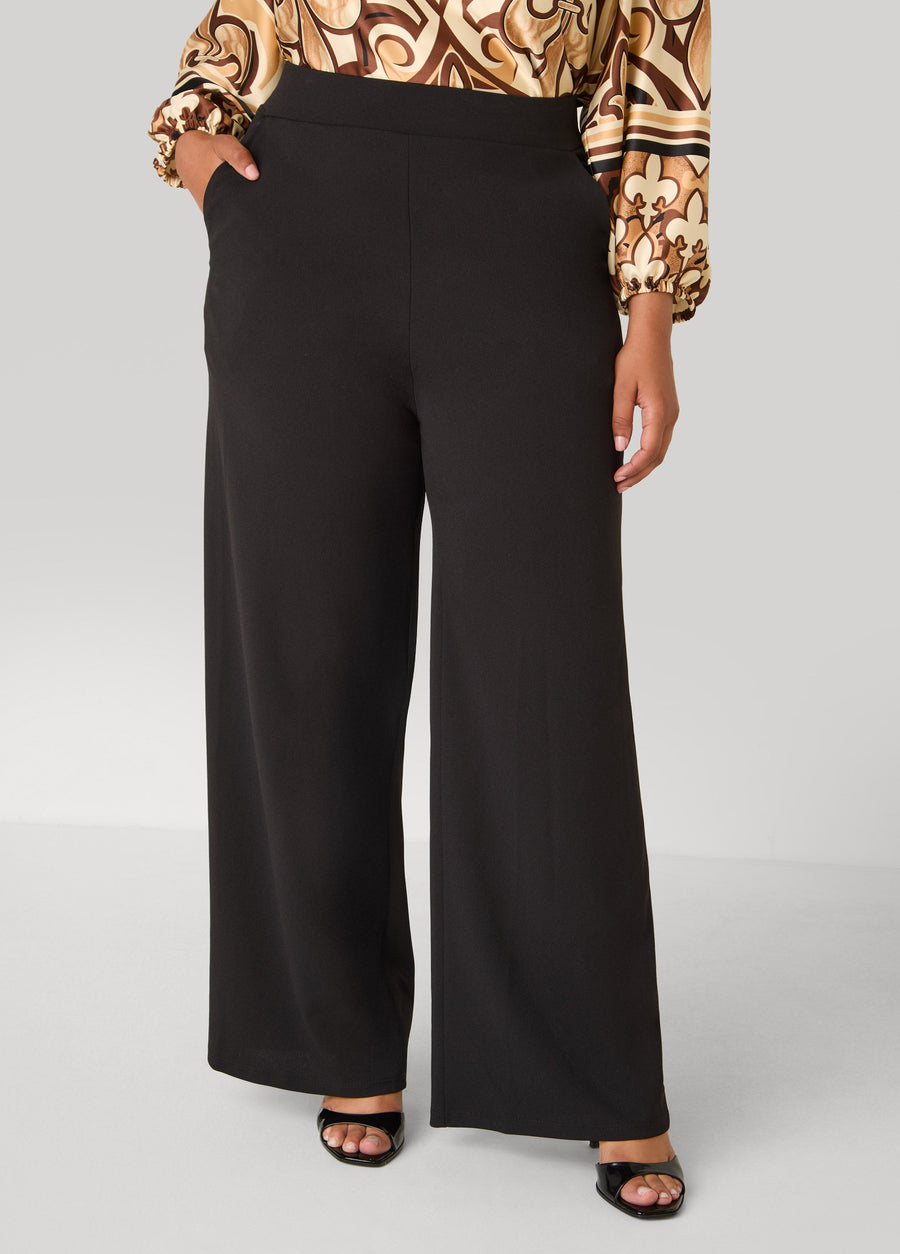 Plus Size High Rise Crepe Wide Leg Pants