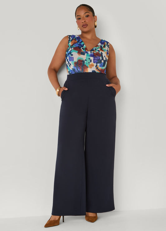 High Rise Crepe Wide Leg Pants