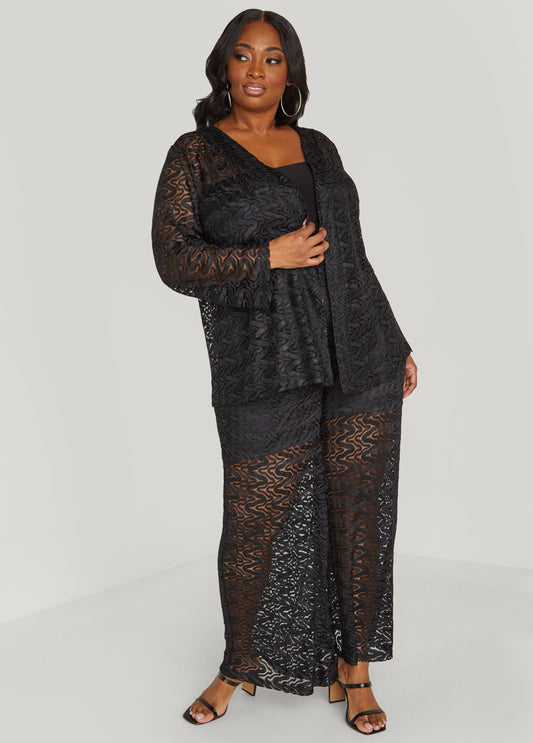 Plus Size Wide Leg Lace Pants
