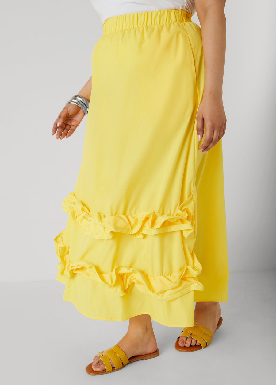Plus Size Ruffle Trimmed Maxi Skirt