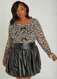 Mini Faux Leather Bubble Skirt