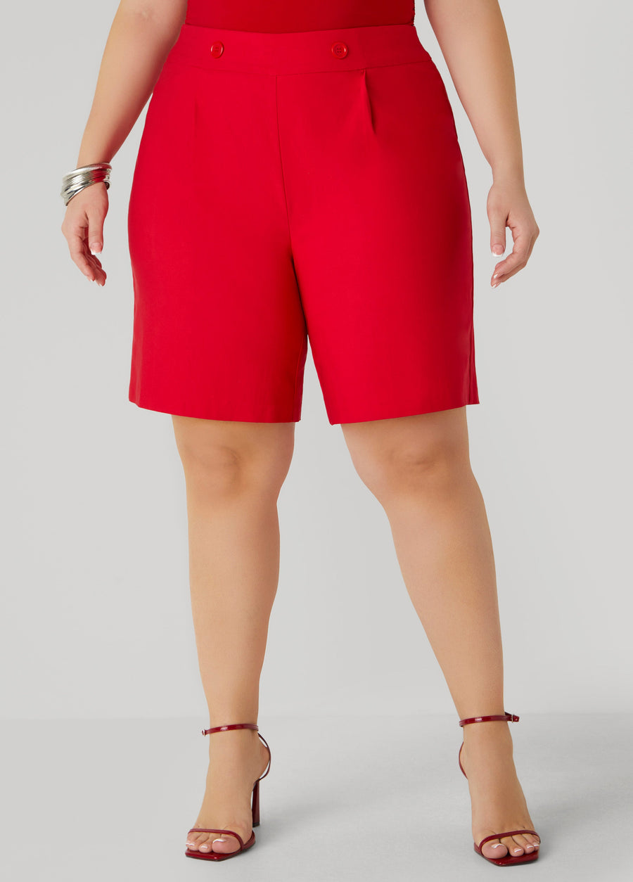 Plus Size Button Embellished Shorts