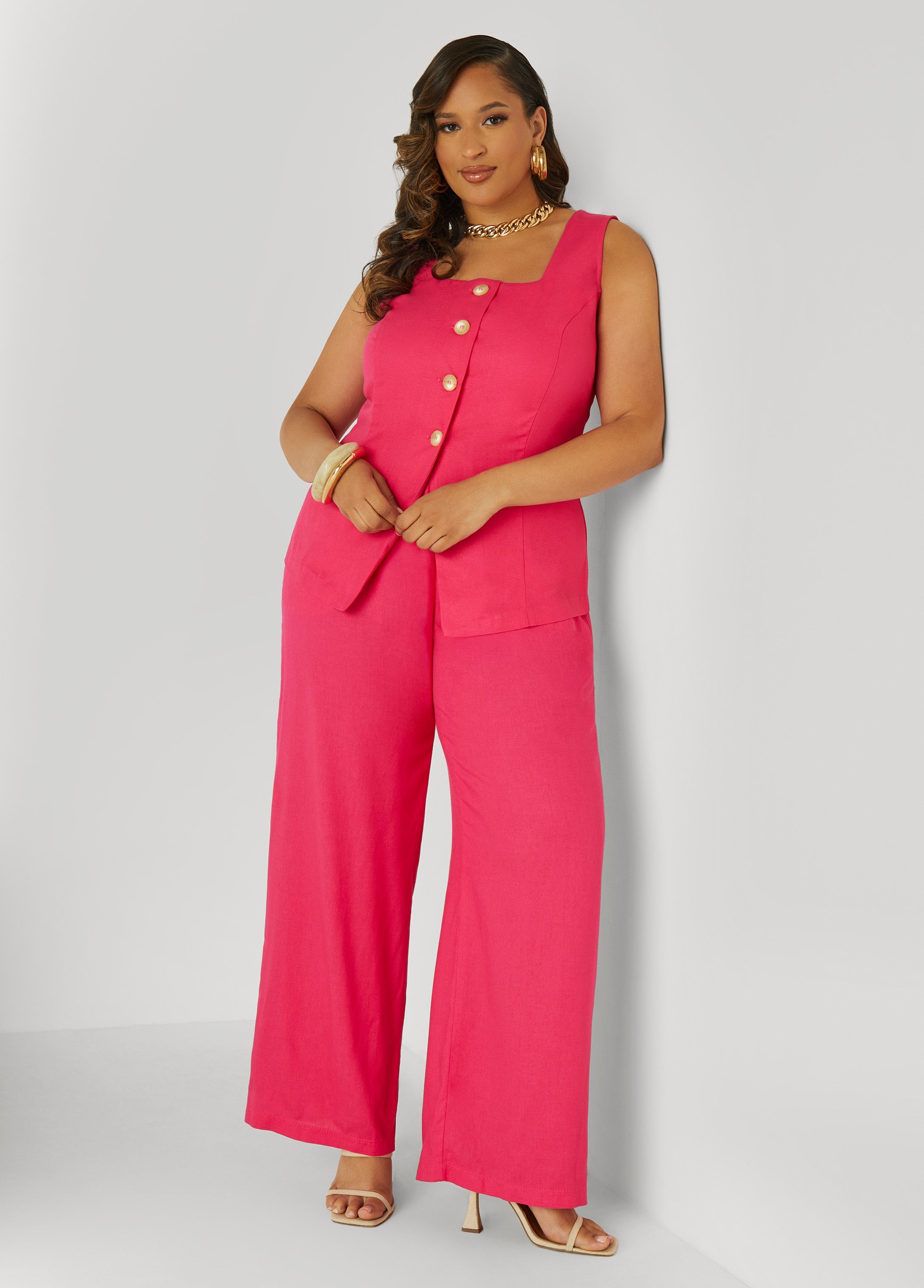 Plus Size High Waist Wide Leg Pants