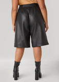 Pleated Faux Leather Shorts