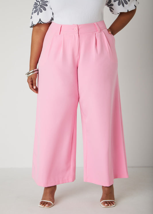 Plus Size Pleated Wide Leg Trousers