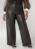 Plus Size Pintucked Faux Leather Pants