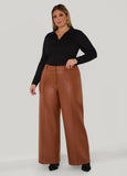 Pintucked Faux Leather Pants