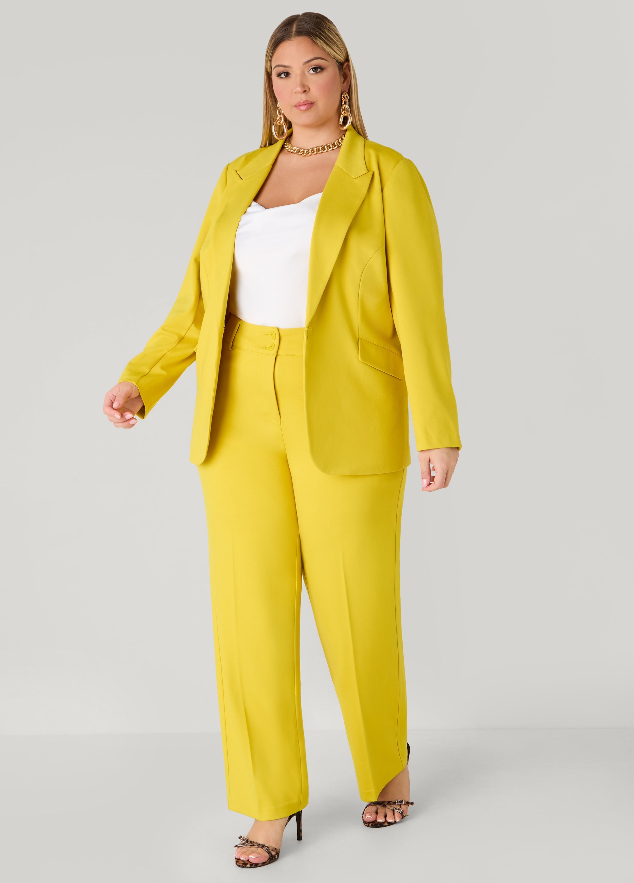 Plus Size Ponte Straight Leg Trousers