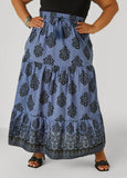 Plus Size Printed Cotton Maxi Skirt