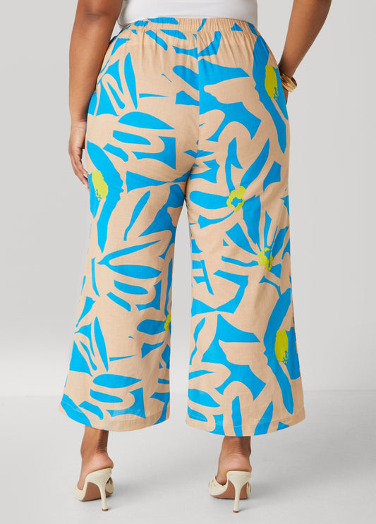 Cropped Floral Print Pants