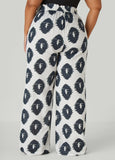 Ikat Print Wide Leg Pants