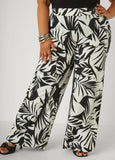Leaf Print Wide Leg Pants