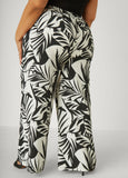 Leaf Print Wide Leg Pants