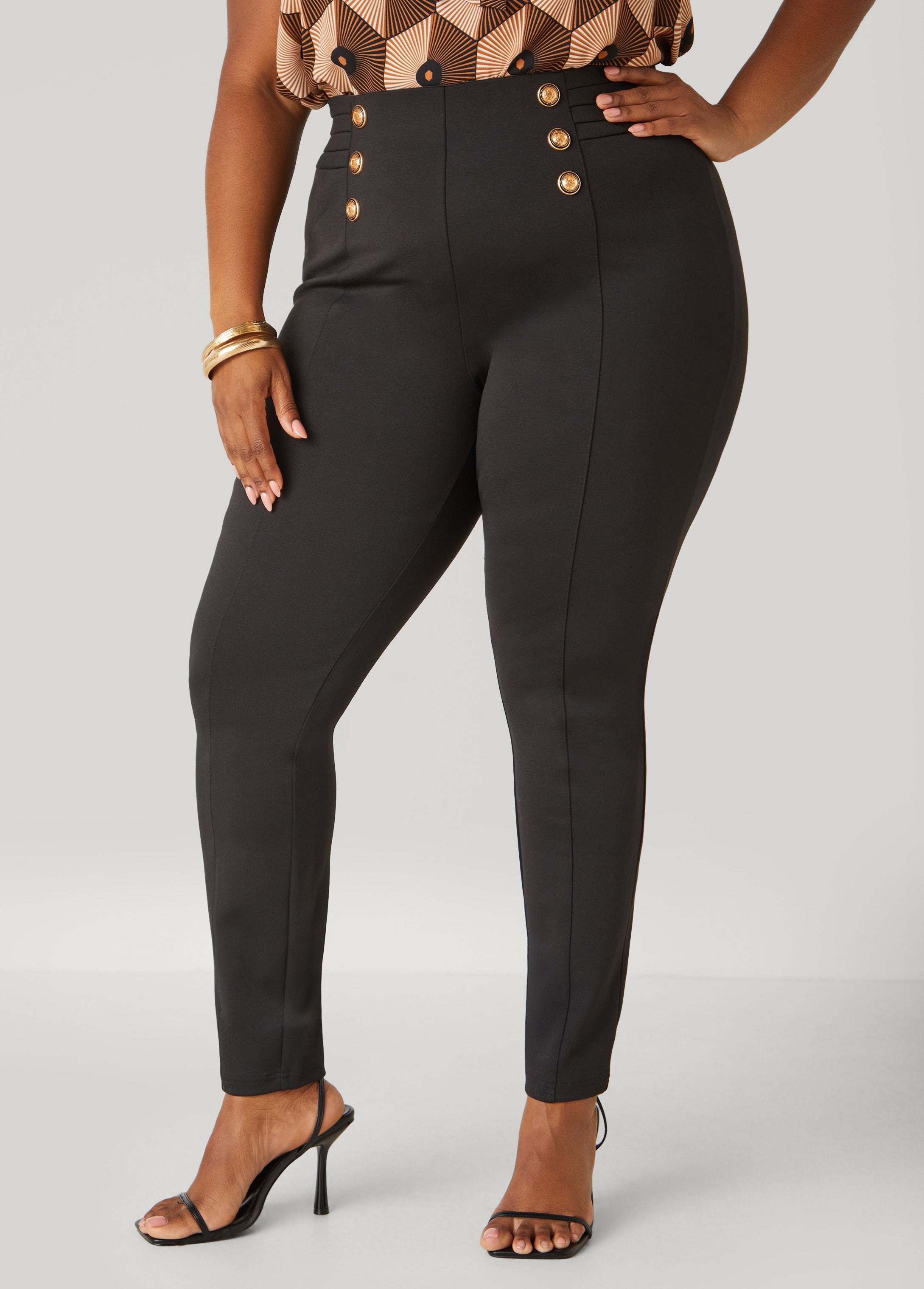 Plus Size Pleated Sailor Leggings