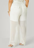 Belted Chiffon Straight Leg Pants