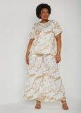 Plus Size Printed Pull On Wide Leg Pants